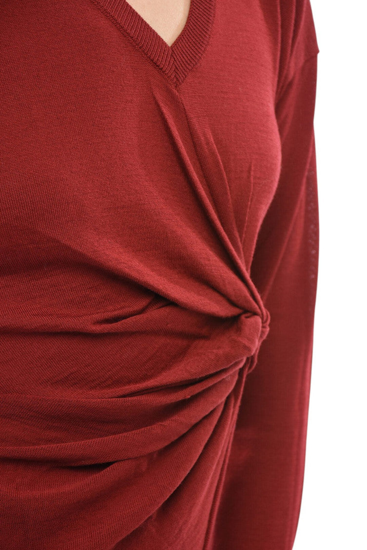Red Solid V Neck Sweater 3