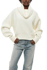White Knitted Cowl Neck Sweater 1