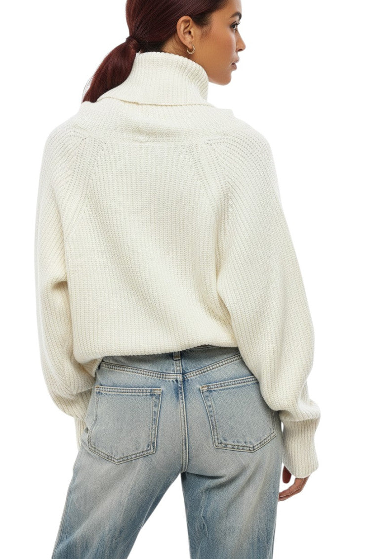 White Knitted Cowl Neck Sweater 2