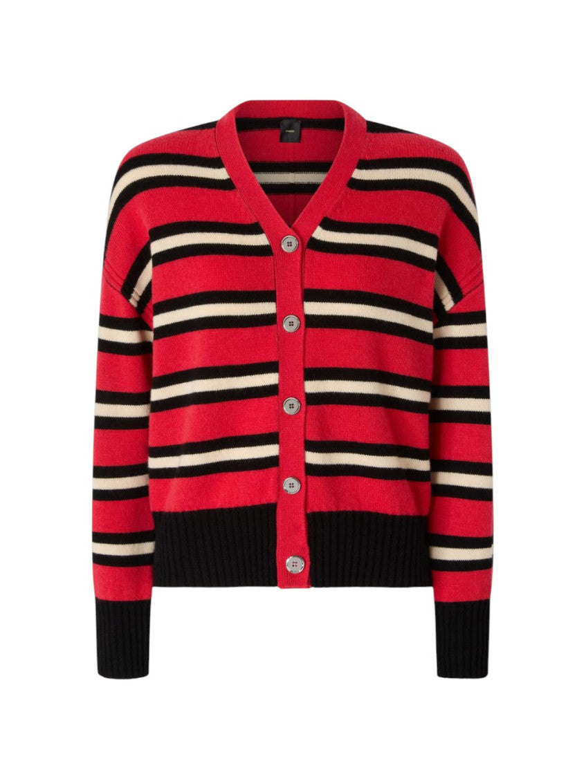 Red Stripes V Neck Sweater 1