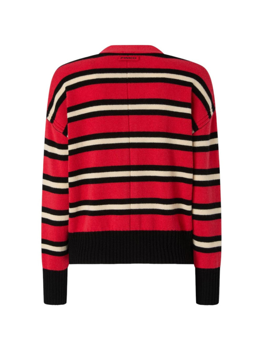 Red Stripes V Neck Sweater 2