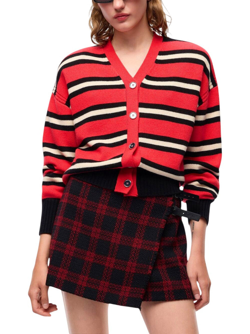 Red Stripes V Neck Sweater 3
