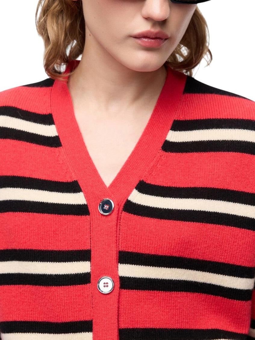 Red Stripes V Neck Sweater 4
