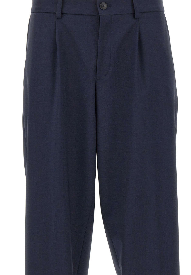 Navy Blue Pleated Trousers 4