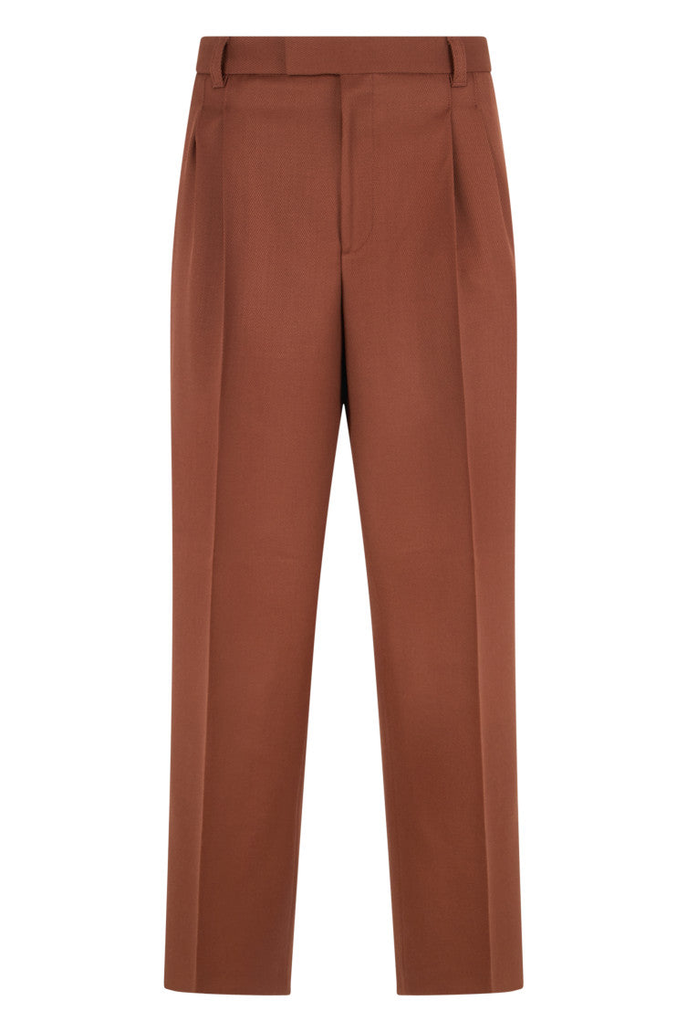 Brown Tailored Pleated Trousers 1