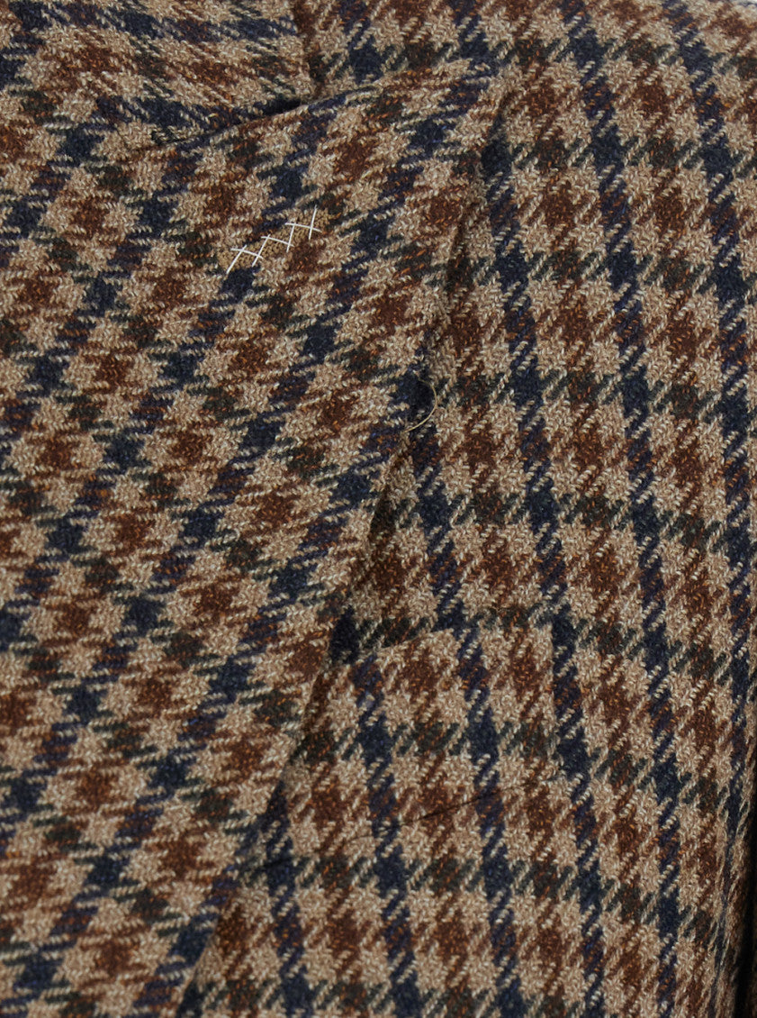 Brown Checks Peaked Lapel Blazer 3