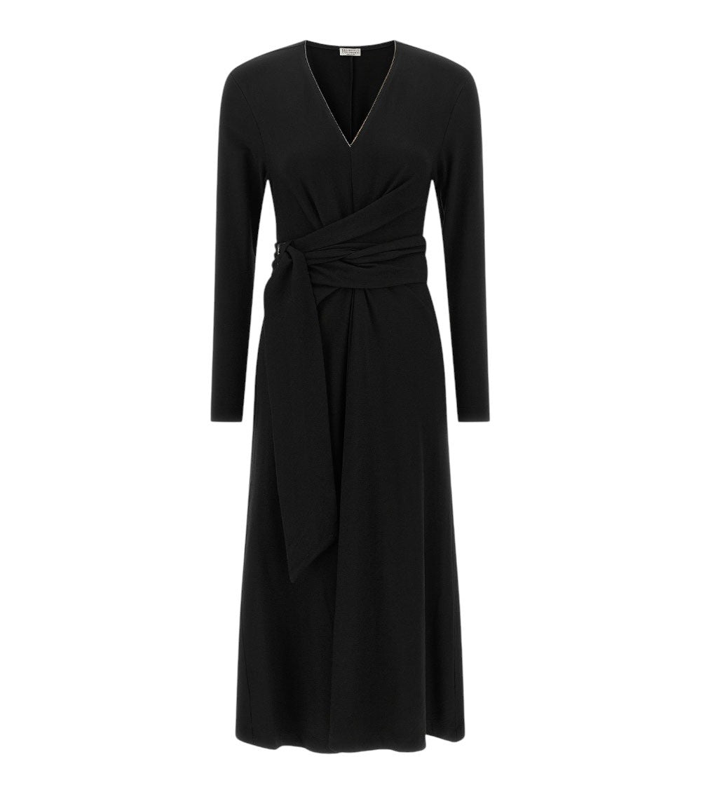 Black V Neck Midi Dress 1