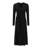 Black V Neck Midi Dress 1