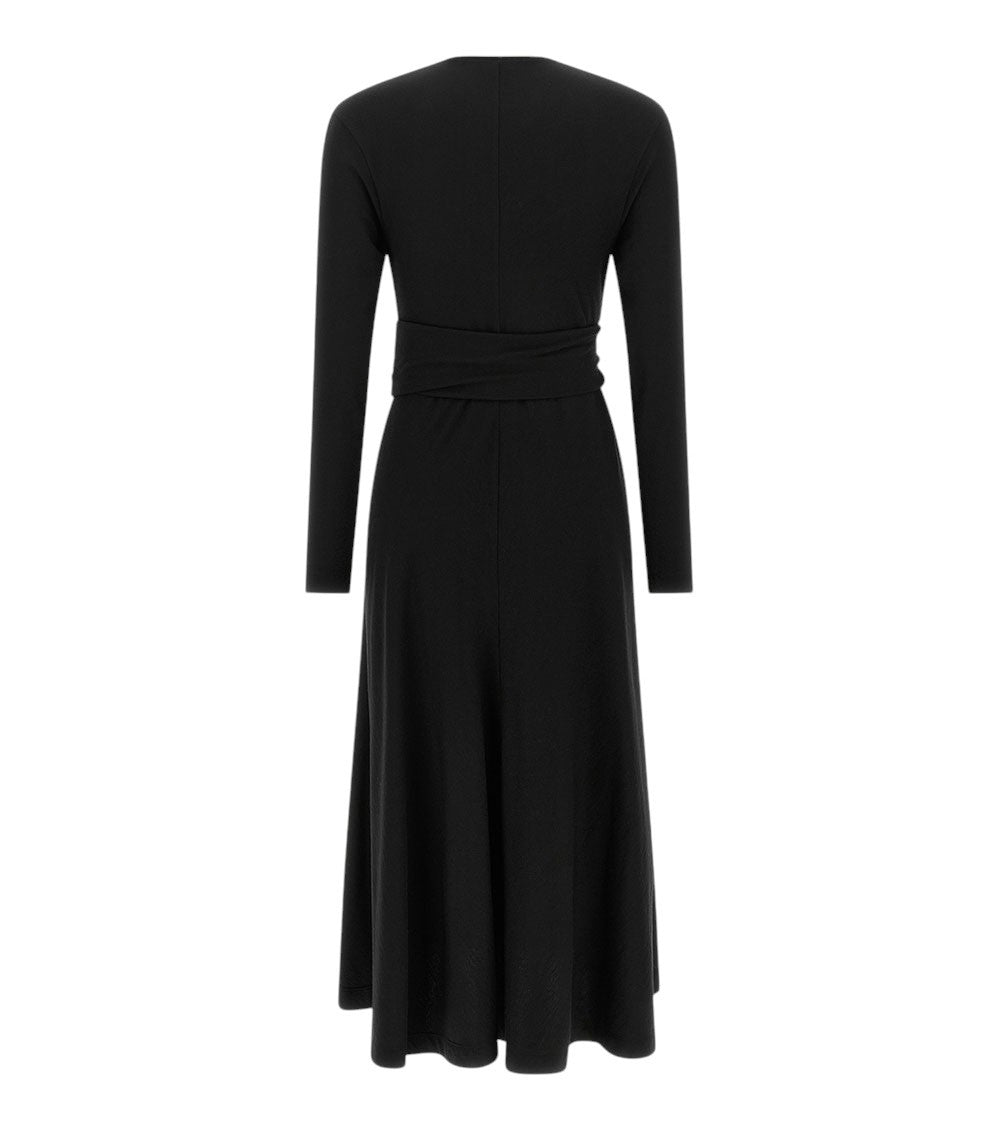 Black V Neck Midi Dress 2