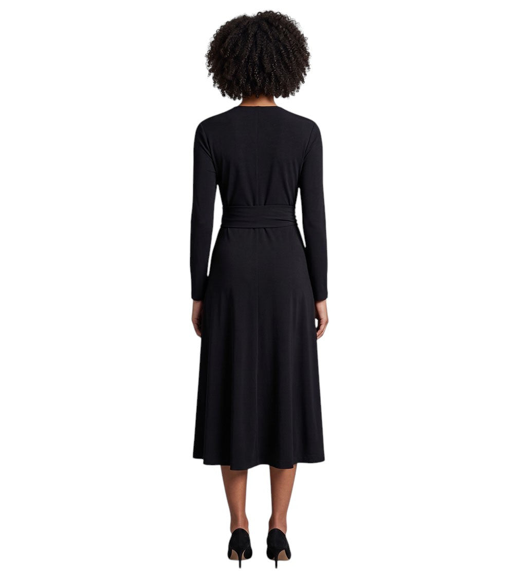 Black V Neck Midi Dress 4