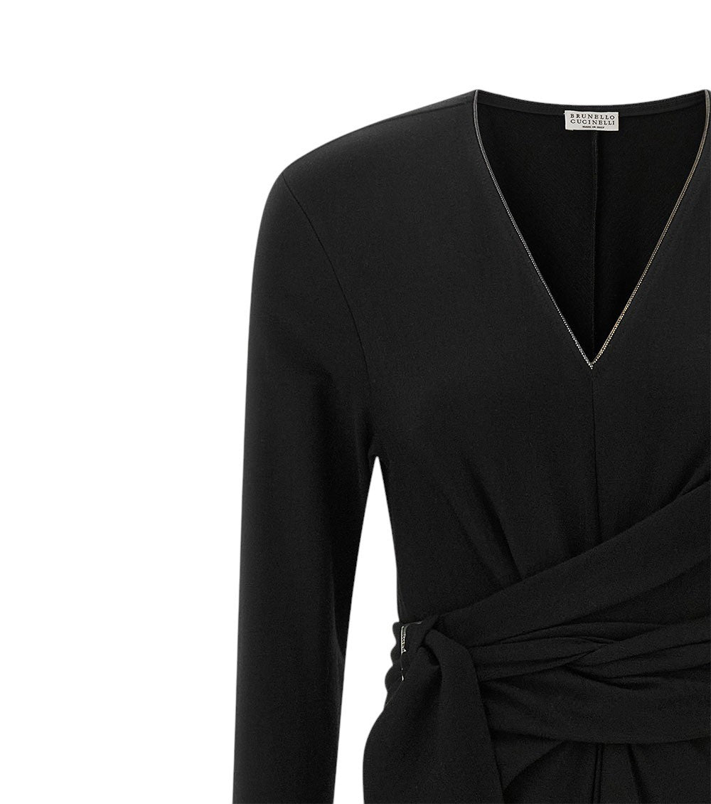 Black V Neck Midi Dress 5