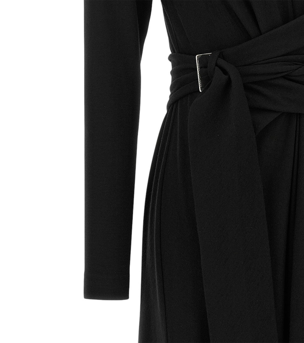 Black V Neck Midi Dress 6