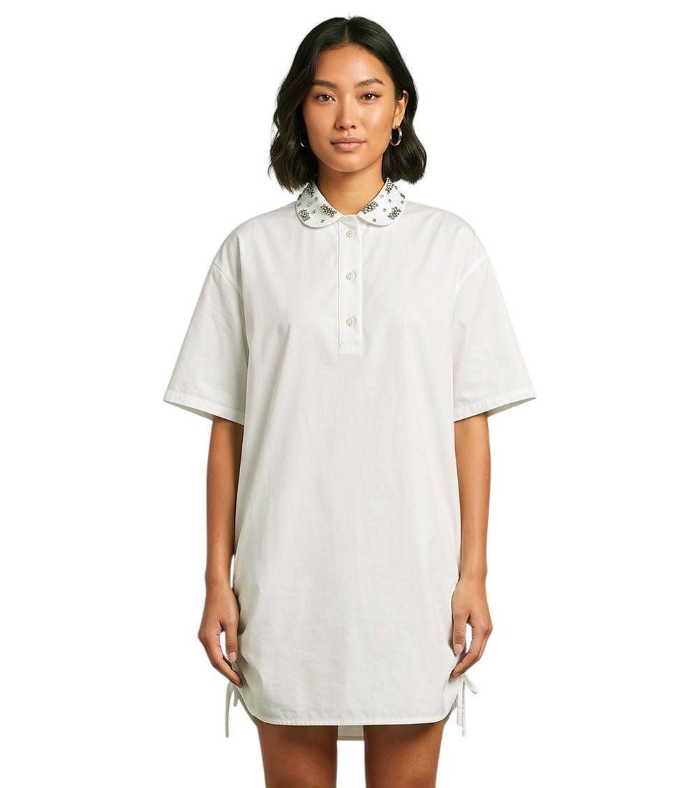 White Embroidered Shirt Dress 3