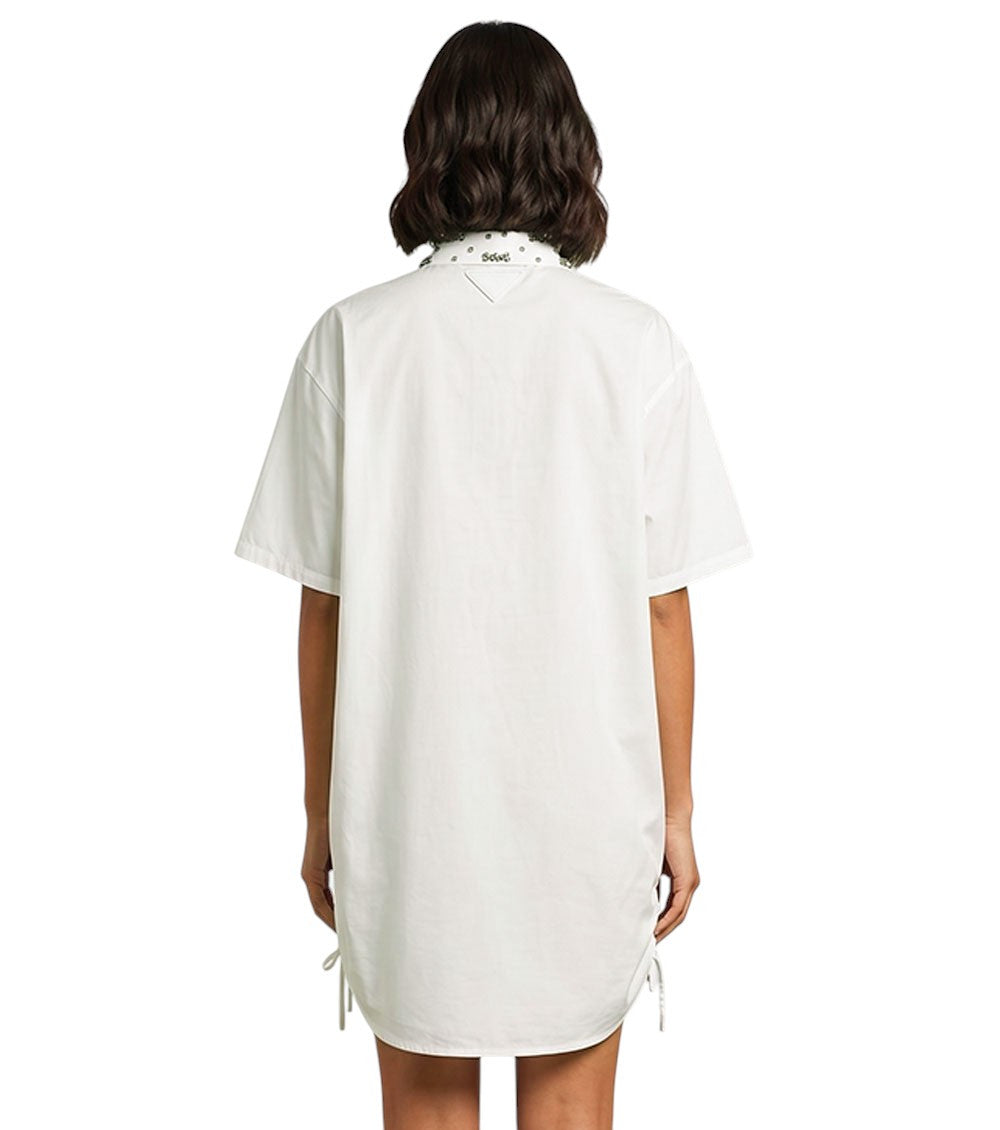 White Embroidered Shirt Dress 4