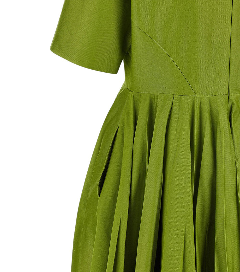 Green Boat Neck Knee Length Dress 6