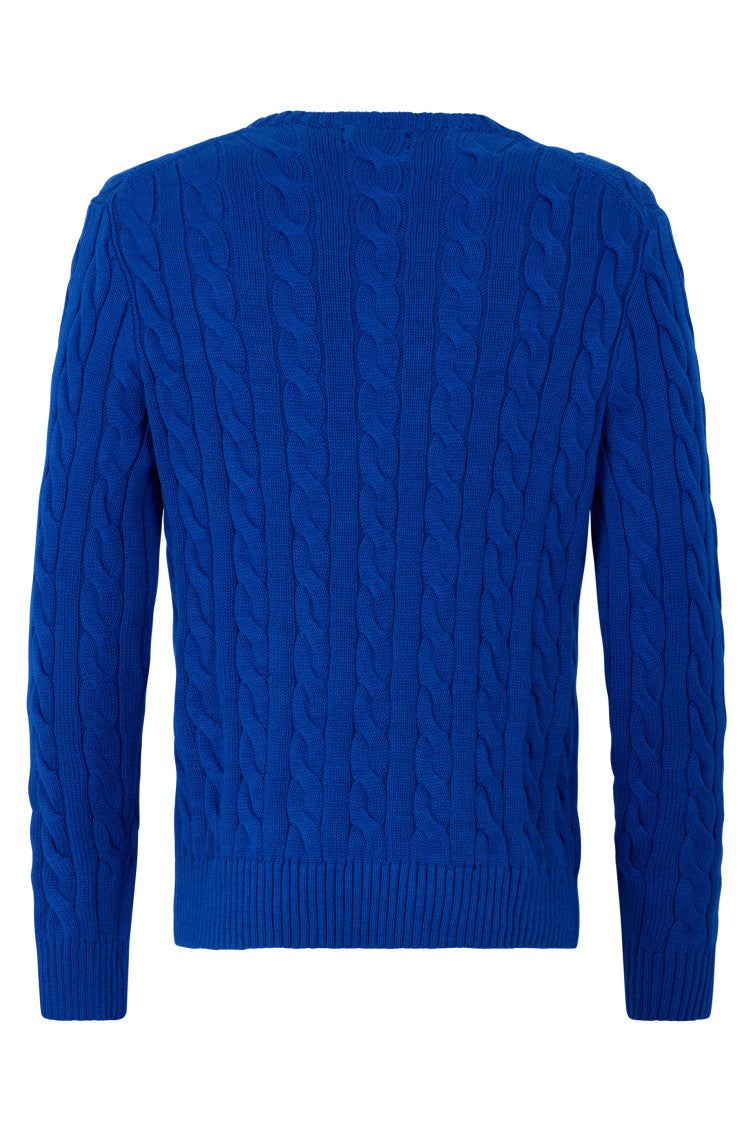 Blue Knitted Crew Neck Sweater 2