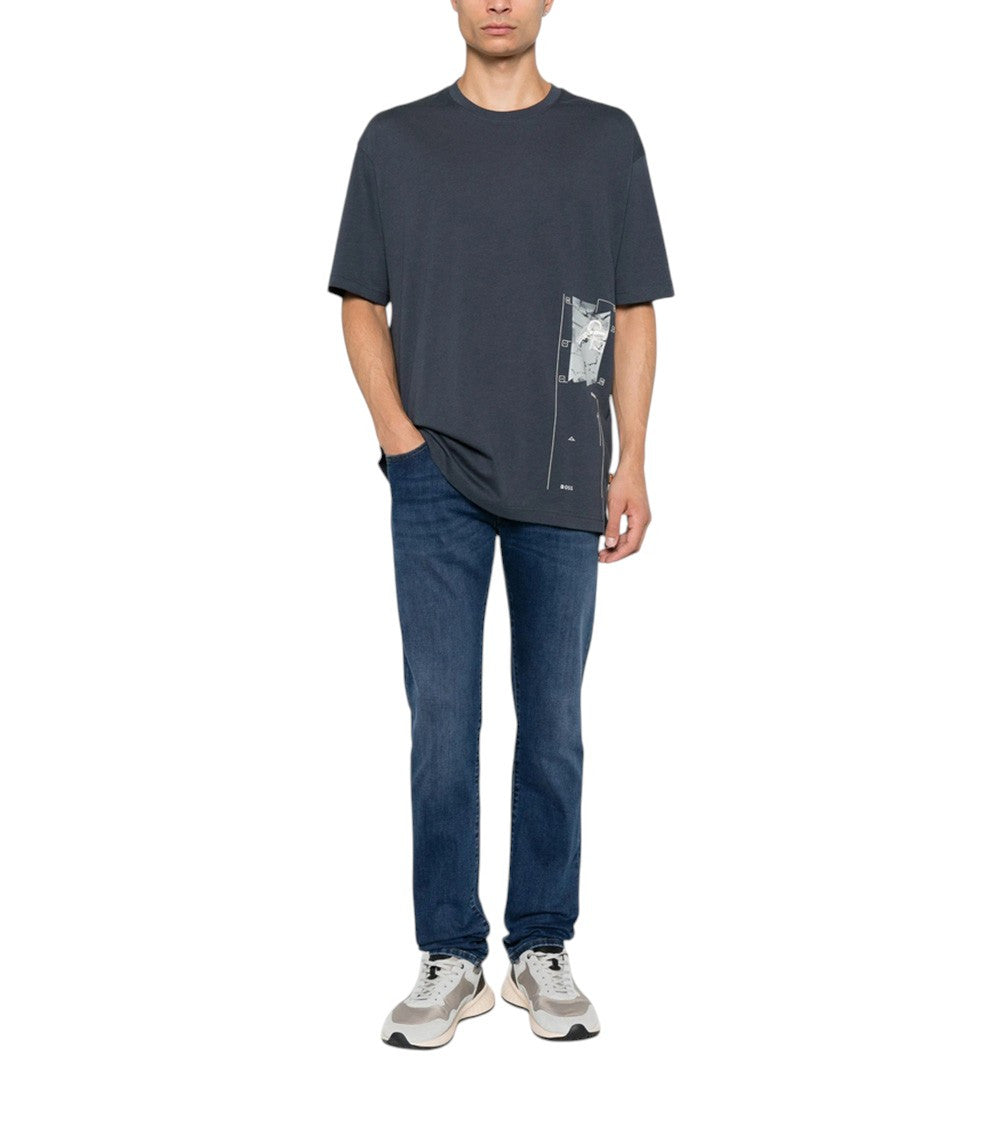 Blue Relaxed Printed T-Shirt 3