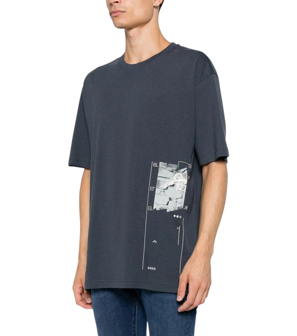 Blue Relaxed Printed T-Shirt 4
