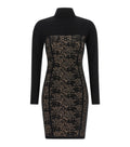 Black Jacquard Turtle Neck Mini Dress 1