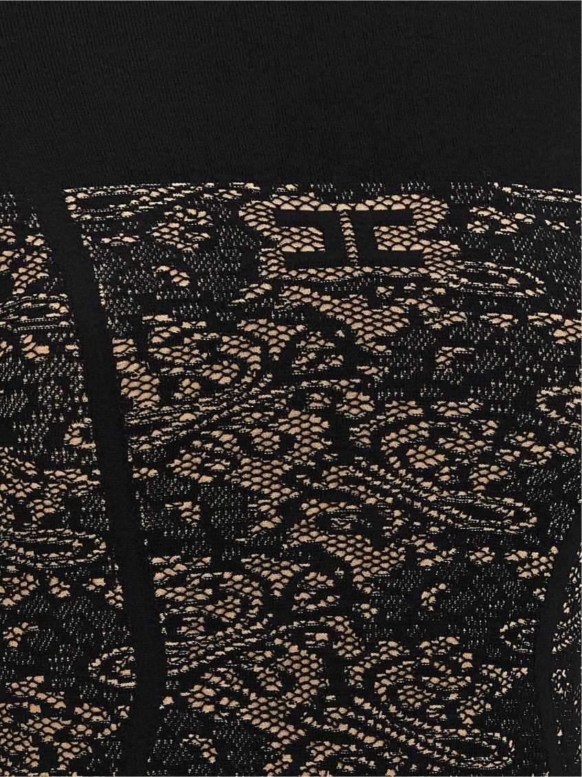 Black Jacquard Turtle Neck Mini Dress 6