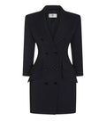 Black Peaked Lapel Blazer Dress 1