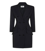 Black Peaked Lapel Blazer Dress 1