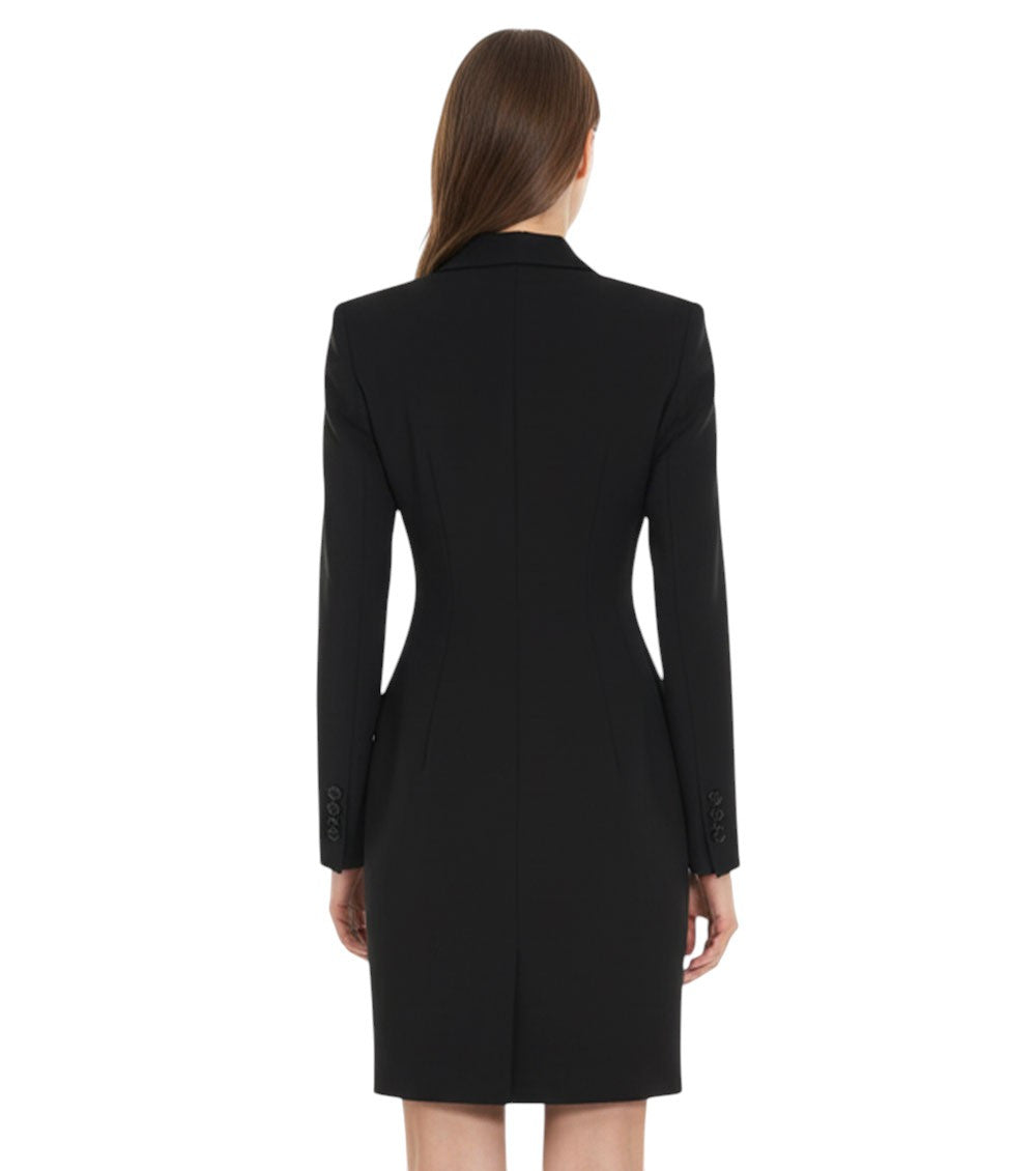 Black Peaked Lapel Blazer Dress 3