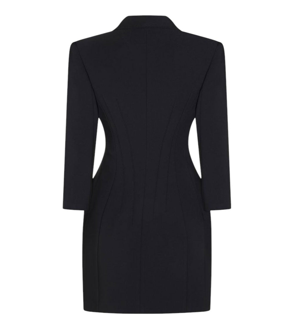 Black Peaked Lapel Blazer Dress 4