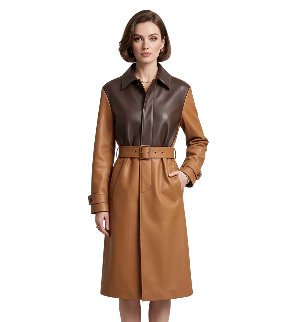 Brown Shirt Collar Trench Coat 3