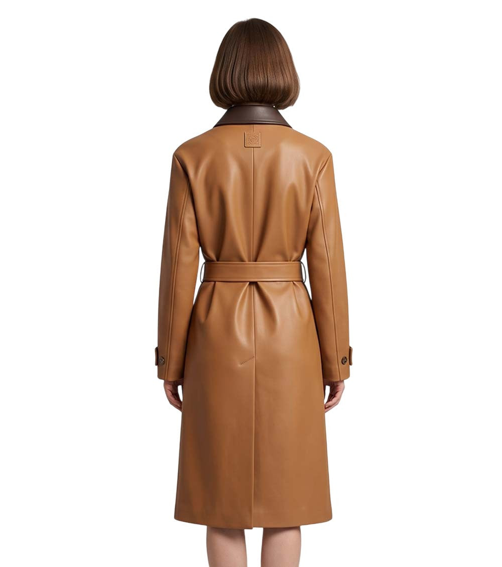 Brown Shirt Collar Trench Coat 4