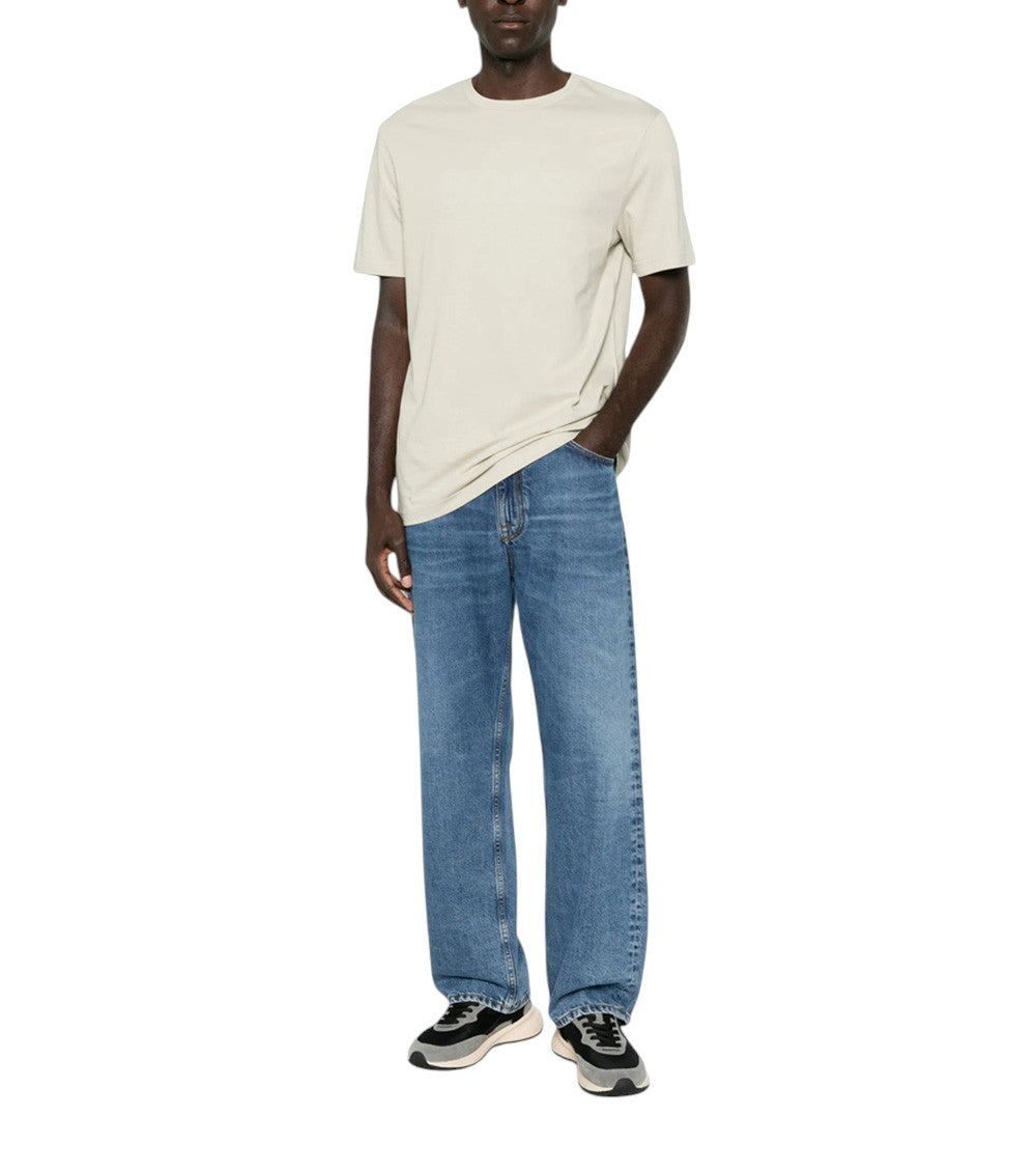 Light Beige Crew Neck T-Shirt 4