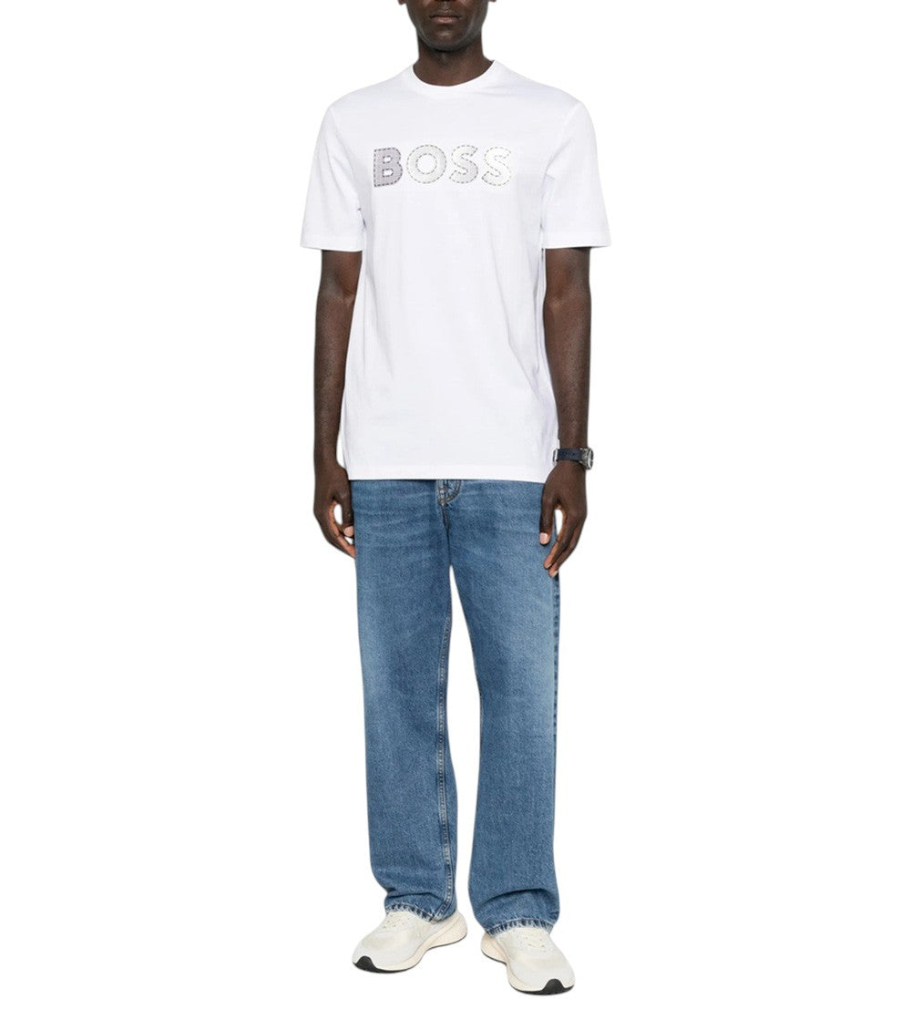 White Crew Neck Logo T-Shirt 4