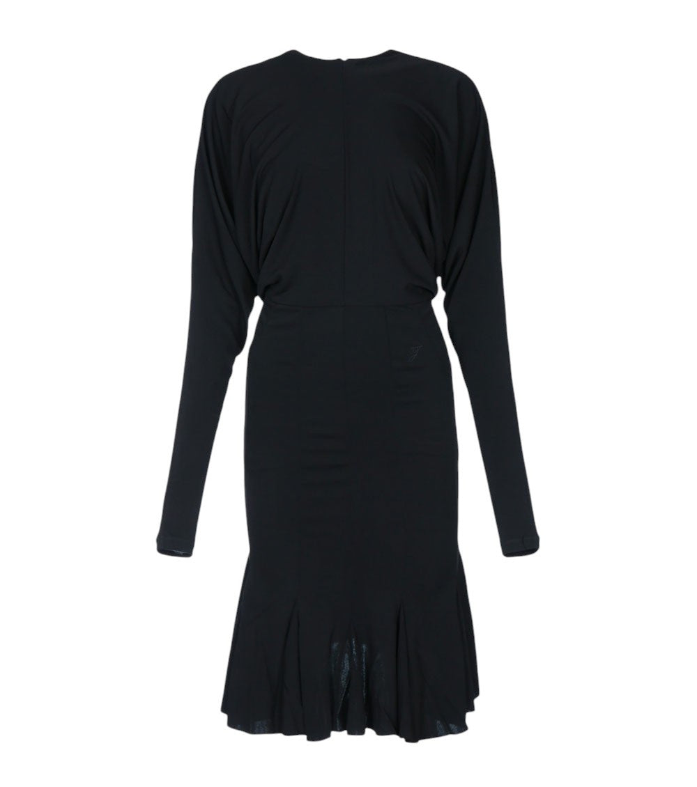 Black Round Neck Midi Dress 1