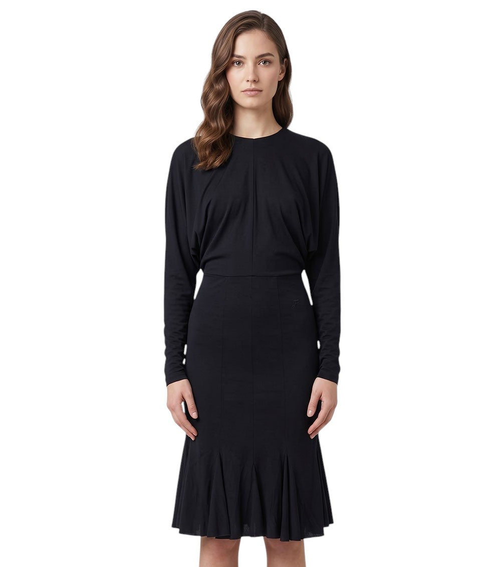 Black Round Neck Midi Dress 3