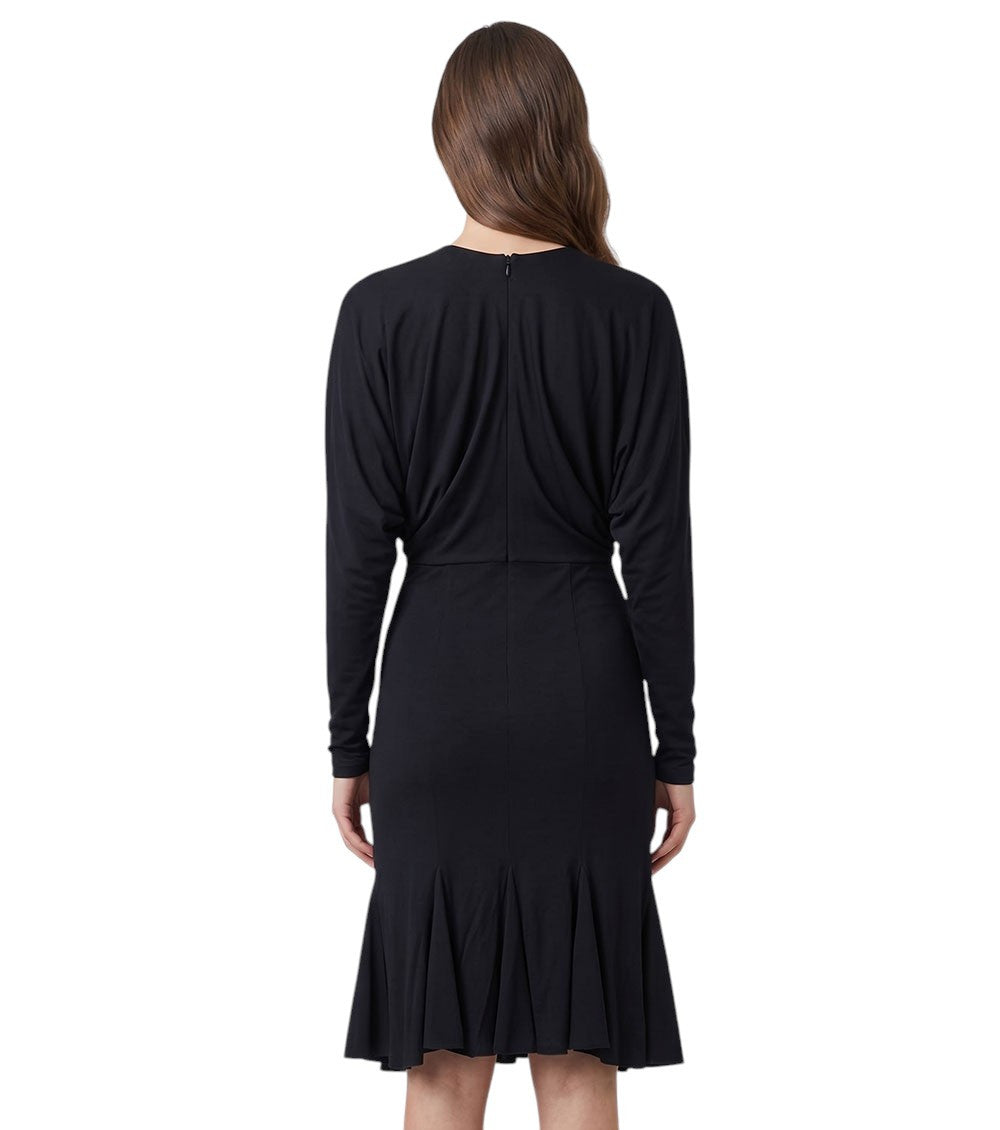 Black Round Neck Midi Dress 4