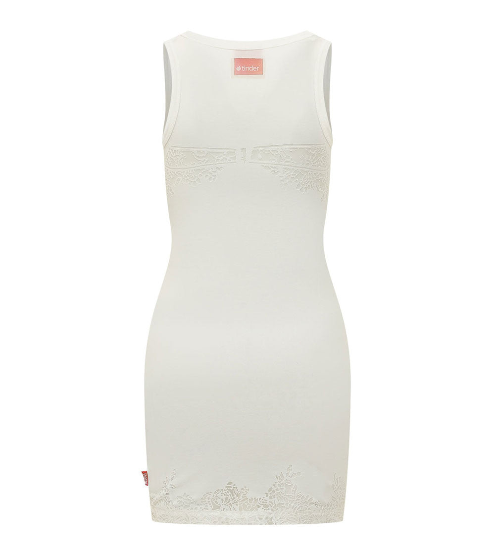 White Round Neck Mini Dress 2