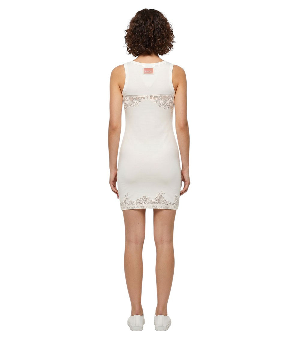 White Round Neck Mini Dress 3