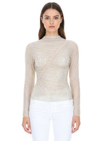 Beige Embellished Mock Collar Top 1