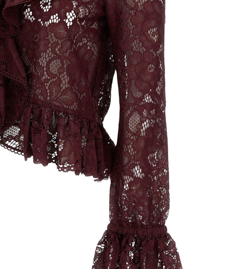 Maroon Lace Round Neck Top 3