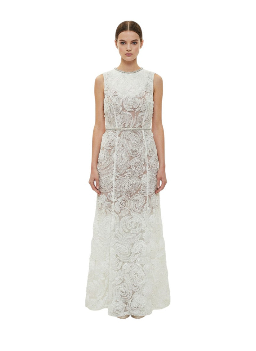 White Lace Crew Neck Dress 1