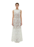 White Lace Crew Neck Dress 1