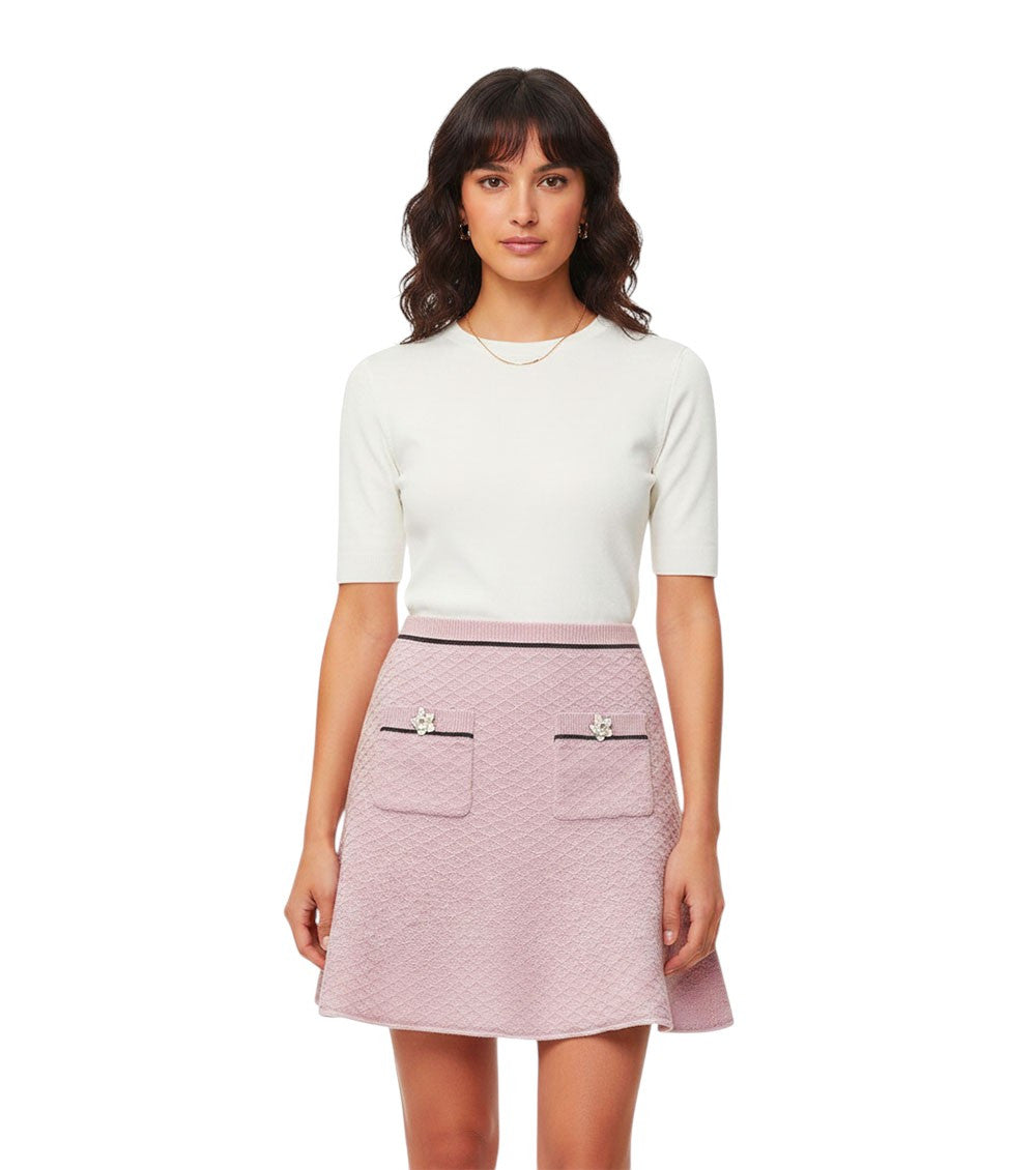 Pink Textured Mini Skirt 1