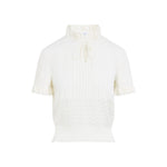 Ivory Textured Mock Collar Top 1