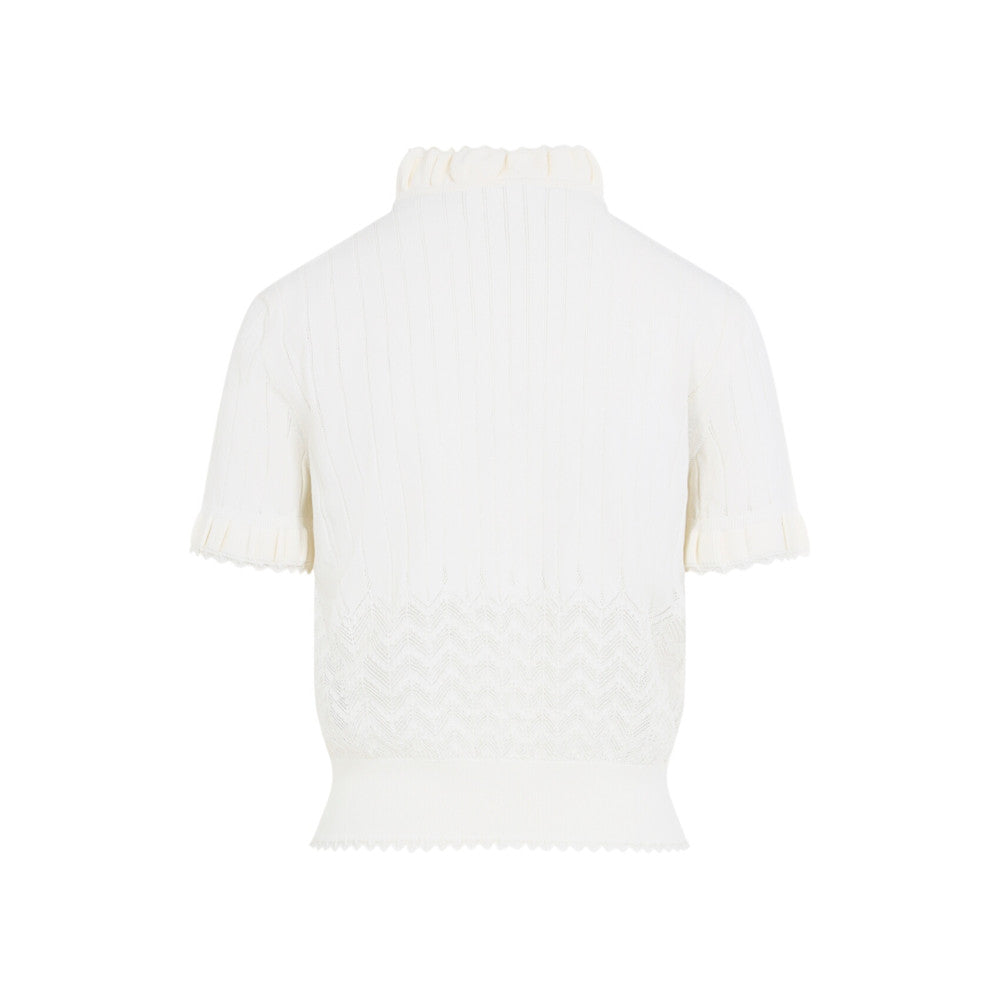 Ivory Textured Mock Collar Top 2