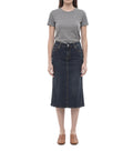 Blue Solid Calf Length Skirt 1