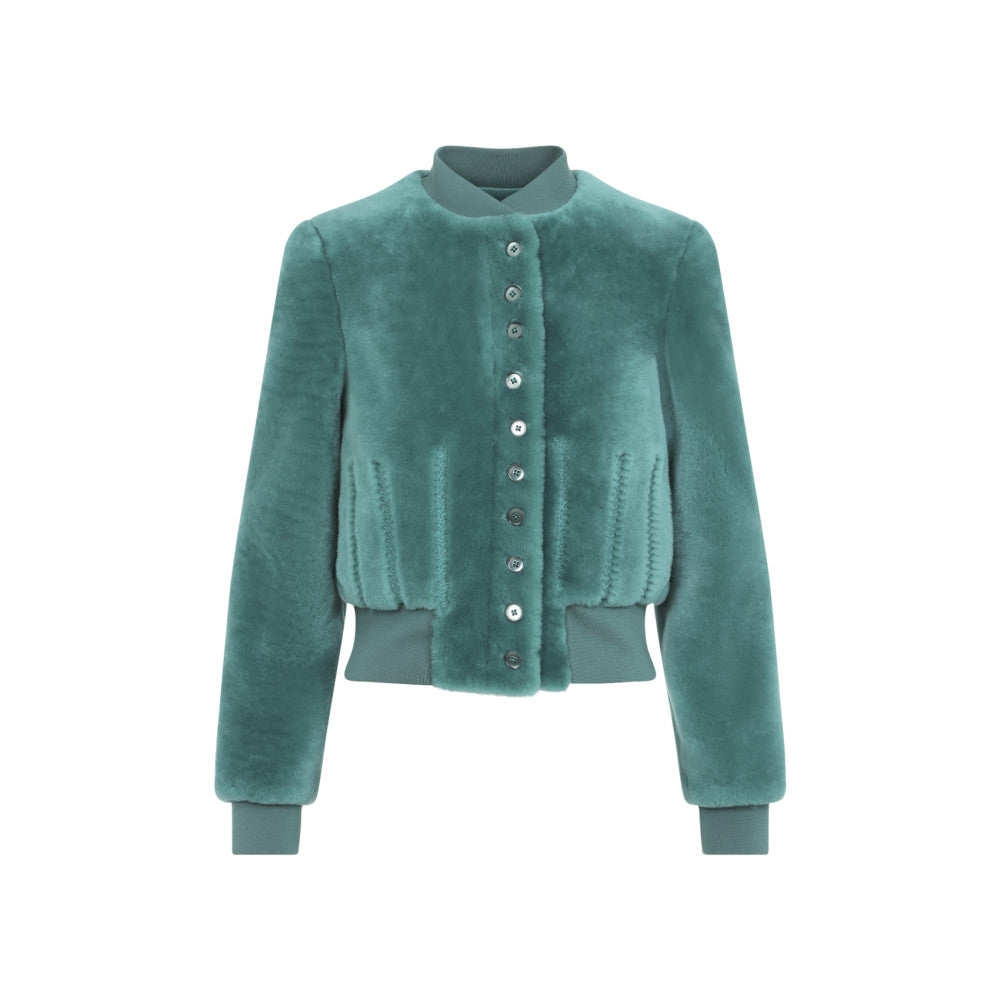 Turquoise Mock Collar Jacket 1