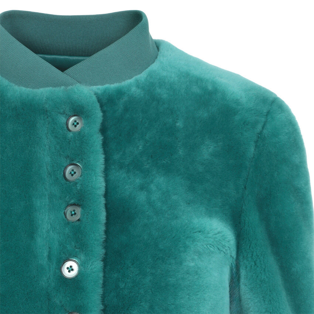 Turquoise Mock Collar Jacket 3