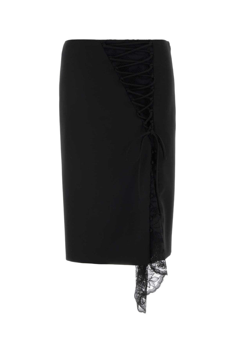Black Lace Knee Length Skirt 1