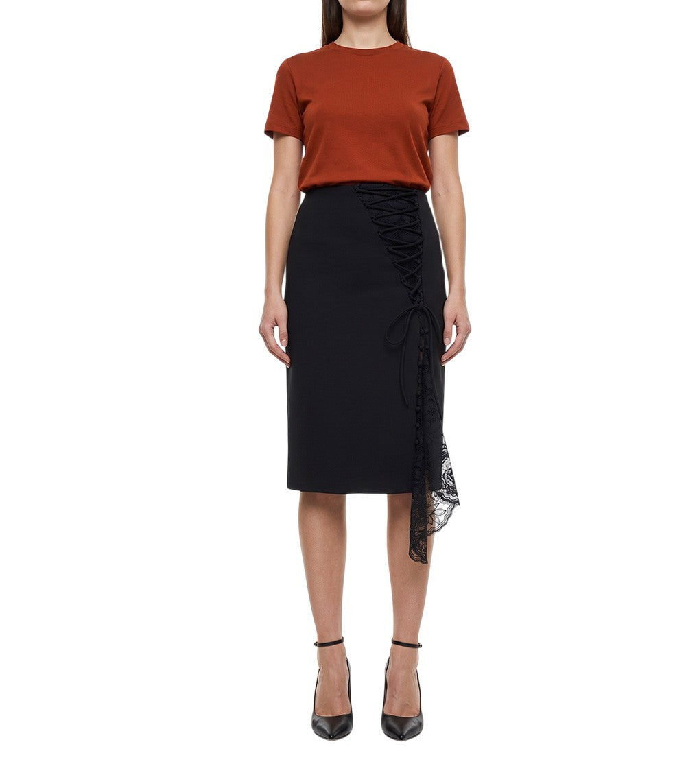 Black Lace Knee Length Skirt 2