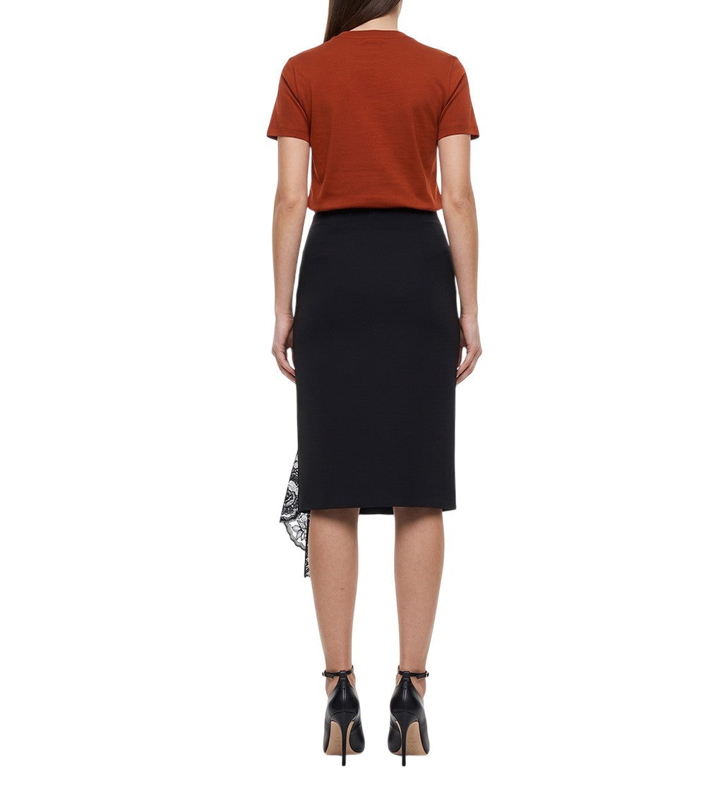 Black Lace Knee Length Skirt 3